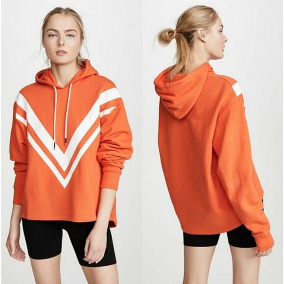 Tory Sport French Terry Chevron Hoodie Sweatshirt Orange Size Small Active - Picture 1 of 13